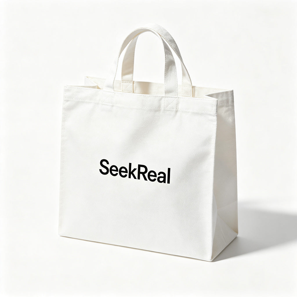 SeekReal Reusable Shopping Bag, Foldable Grocery Tote Bag with Large Capacity, Heavy Duty Eco Friendly Canvas Bag, Machine Washable Market Bag for Shopping Travel