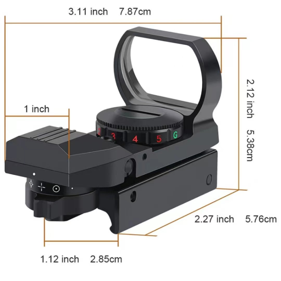 ETEE Sighting mirrors for guns, Adjustable Reticle 4 focusing styles Red Green Scope Reflex Sight