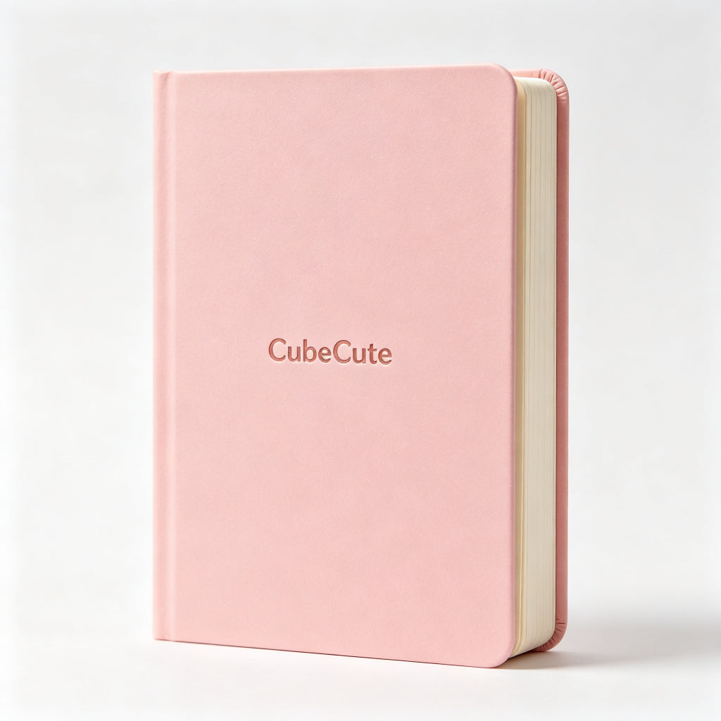 CubeCute Notebook Journal, A5 Hardcover Lined Notebook with 160 Pages, Thick Paper, Inner Pocket, Elastic Closure, Ribbon Bookmark, College Ruled Writing Notebook for Work School Travel
