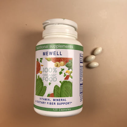 MEWELL Nutritional supplements, Vitamin dietary fiber supplementation for Gut Health, Vegan Gluten-Free 120 Capsule