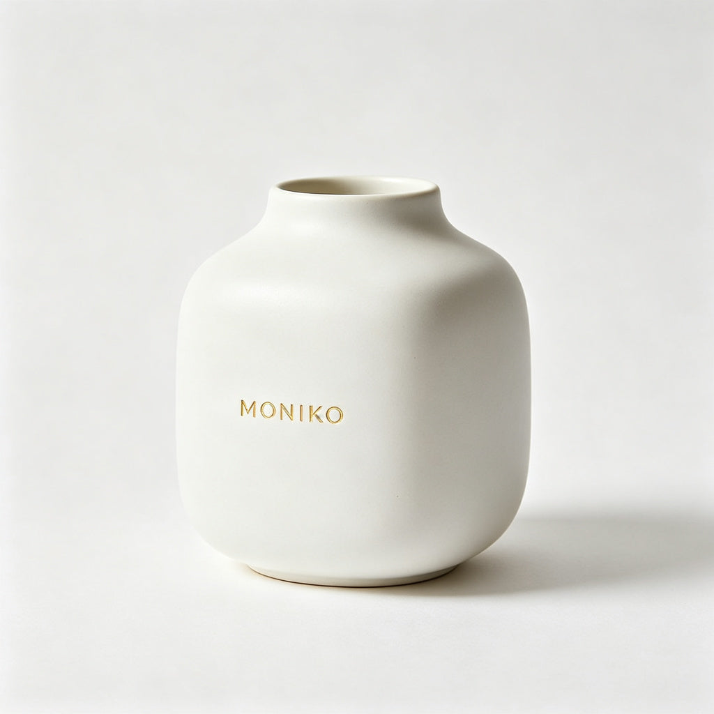 MONIKO Ceramic Vase for Flowers, 8 Inch Modern Minimalist Flower Vase, Decorative Matte Vase for Pampas Grass Dried Flowers, Table Centerpiece for Living Room Bedroom Office Decor