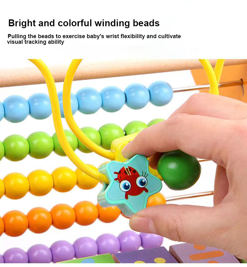 Meng shi shi Children's educational toys for developing fine motor, cognitive, counting, skills, Wooden beaded building block toys