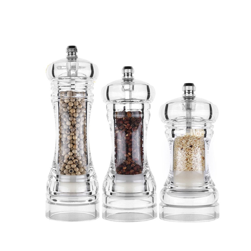 Acrylic Grinder Transparent Pepper Mill Manual Crusher Ceramic Core Multifunctional Cruet Kitchen Tool