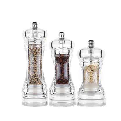 Acrylic Grinder Transparent Pepper Mill Manual Crusher Ceramic Core Multifunctional Cruet Kitchen Tool