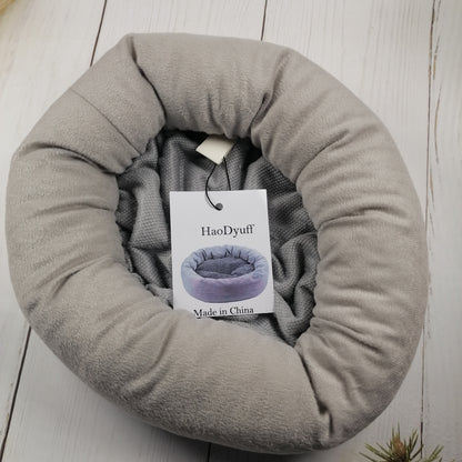 HaoDyuff Beds for household pets Removable Washable Oval Bed, Fluffy Dog Cuddle Bed, Light Grey