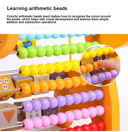 Meng shi shi Children's educational toys for developing fine motor, cognitive, counting, skills, Wooden beaded building block toys