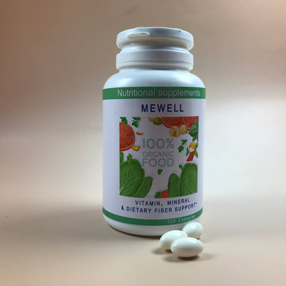 MEWELL Nutritional supplements, Vitamin dietary fiber supplementation for Gut Health, Vegan Gluten-Free 120 Capsule