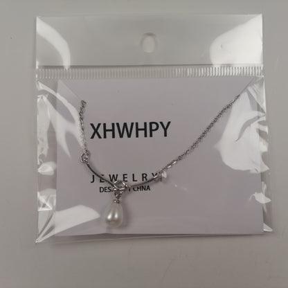 XHWHPY Neck chains Simple daily routine, freshwater pearl necklace, women's silver pendant