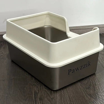 Pawzzik Cat litter boxes with High Sides, Non Stick Smooth Surface, Easy to Clean