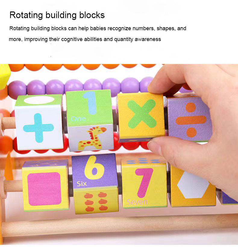 Meng shi shi Children's educational toys for developing fine motor, cognitive, counting, skills, Wooden beaded building block toys