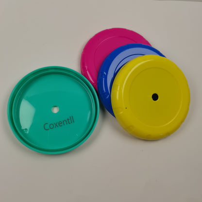 Coxentll Plastic lids for cups, Plastic Colorful Reusable Cups Lids  for Drink Cups, Four colors set, 5 PCS