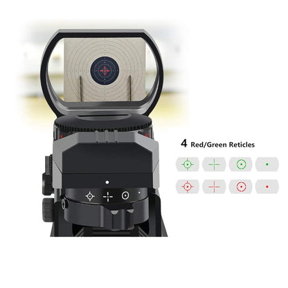 ETEE Sighting mirrors for guns, Adjustable Reticle 4 focusing styles Red Green Scope Reflex Sight