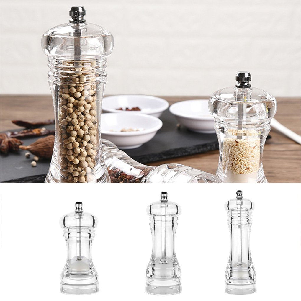 Acrylic Grinder Transparent Pepper Mill Manual Crusher Ceramic Core Multifunctional Cruet Kitchen Tool