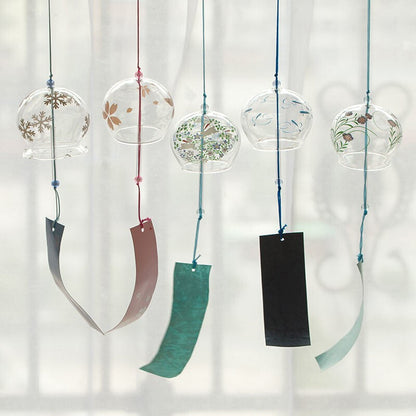 Japan Style Handpaint Sakura Glass Wind Chimes Wind Bells Home Garden Office Hanging Decorations