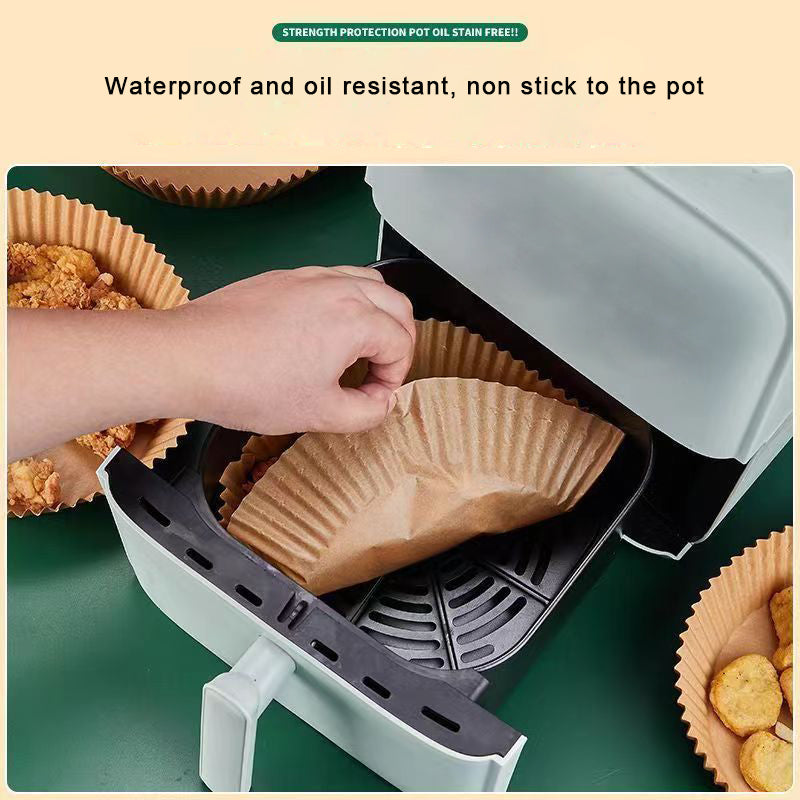 BLACKSYNCZE Baking cups of paper, Air Fryer Disposable Paper Liner, Non-stick Oil-proof Water-proof, 50 PCS 7.9 Inch for Air Fryer, Steamer, Baking, Microwave