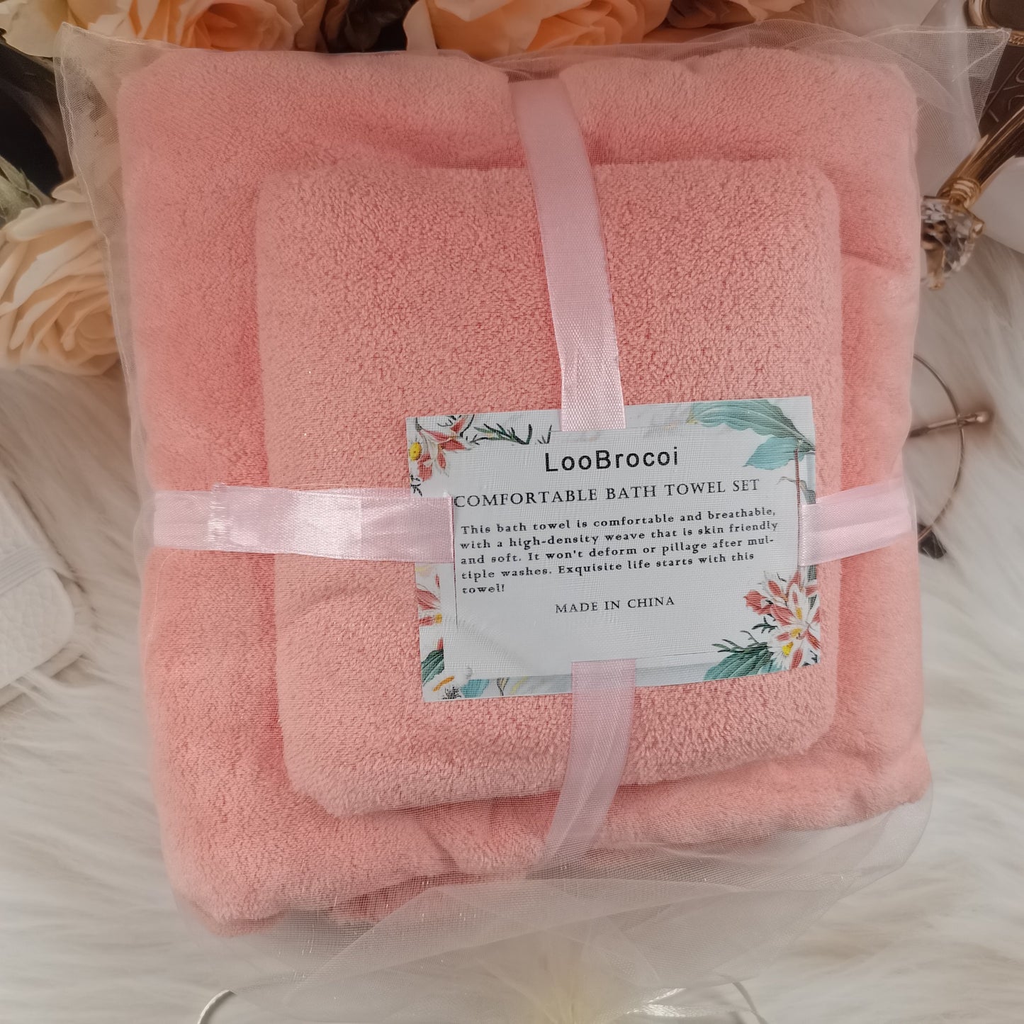 LooBrocoi Bath towels sets Super Soft Highly Absorbent, Durable Quick Drying Towels for Bathroom, Gym, SPA, Yoga (35*75cm &70*140cm)