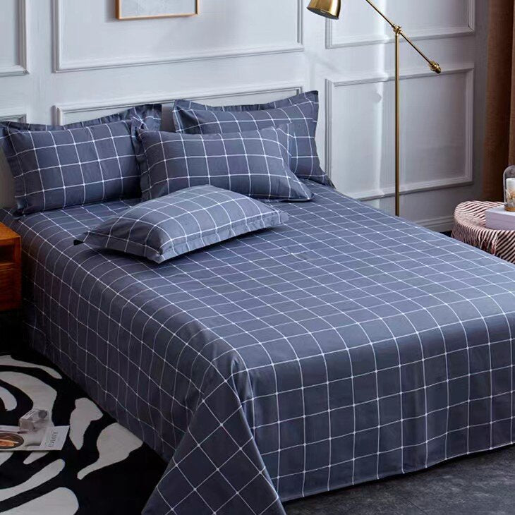 WieaMiaWia Bed sheets Simple grid bed sheets made of 100% cotton material, comfortable and breathable，200*230cm