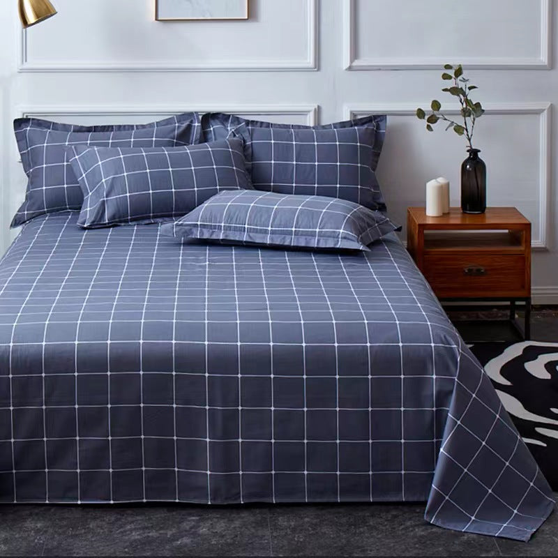 WieaMiaWia Bed sheets Simple grid bed sheets made of 100% cotton material, comfortable and breathable，200*230cm