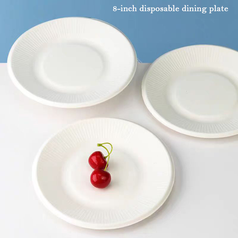 ydsenguanghgtk Disposable dinnerware,  Disposable Plates [10-Pack] 8 Inch Plates, Eco-Friendly, Biodegradable Dinner Plate