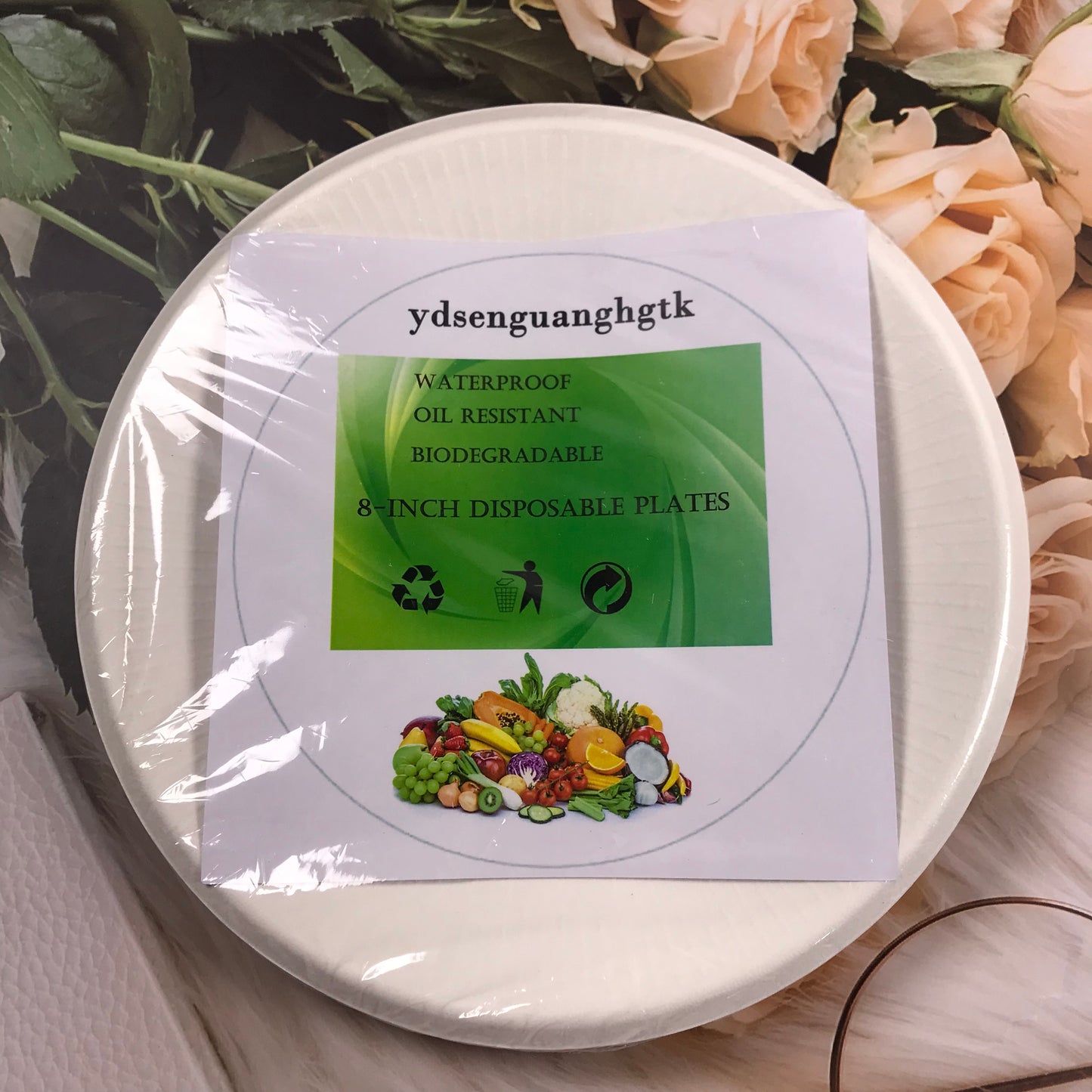 ydsenguanghgtk Disposable dinnerware,  Disposable Plates [10-Pack] 8 Inch Plates, Eco-Friendly, Biodegradable Dinner Plate