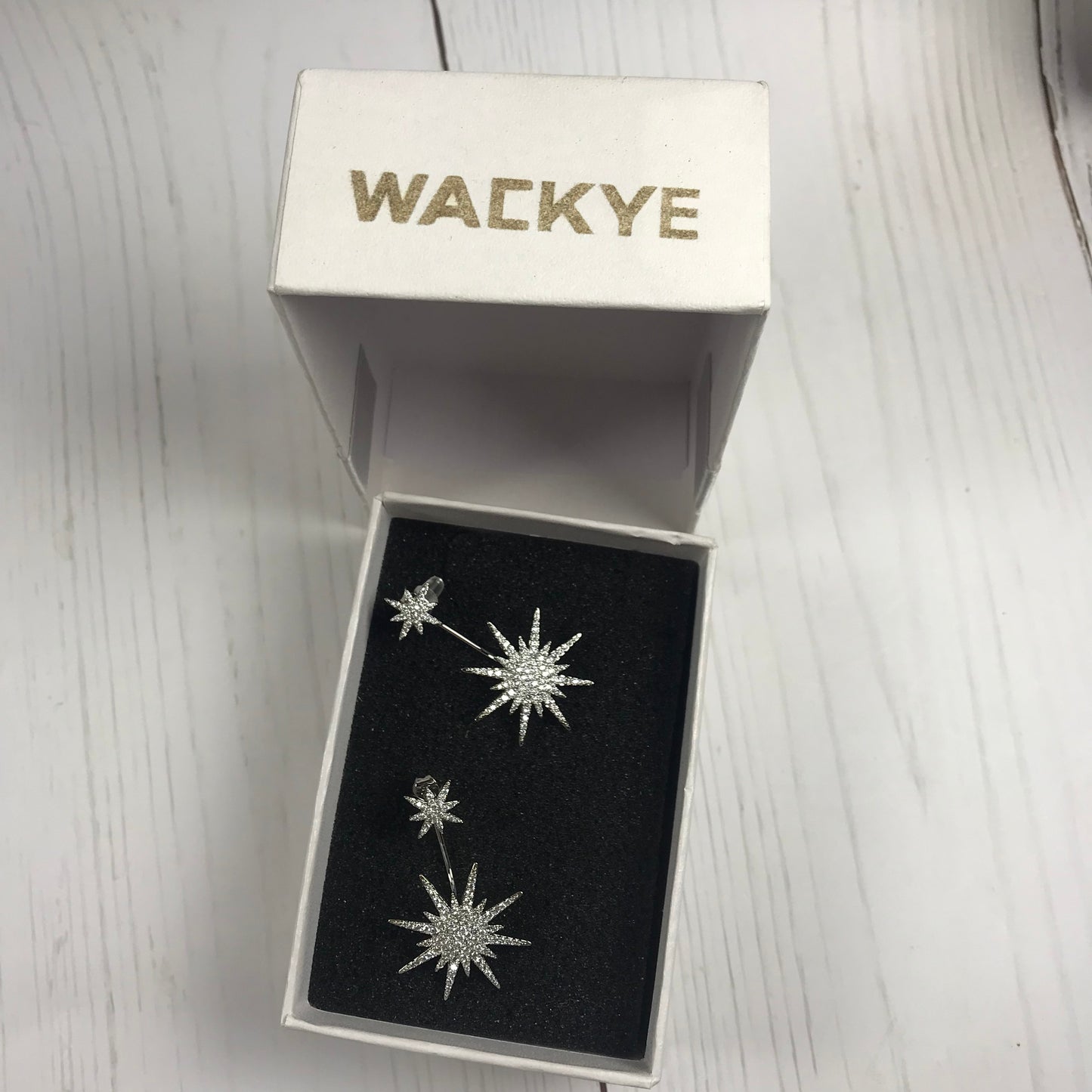 WACKYE Earrings, Fashionable earrings 925 Sterling Silver Cubic Zirconia Stud Earrings