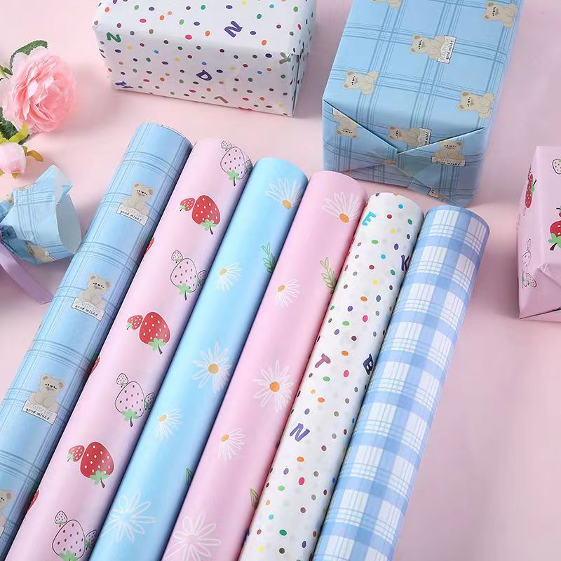 Yuxiou Gift-wrapping paper 6 Sheets Gift Wrapping Paper for Birthday, Wedding, Mother's Day, Party, and Baby Shower multicolour