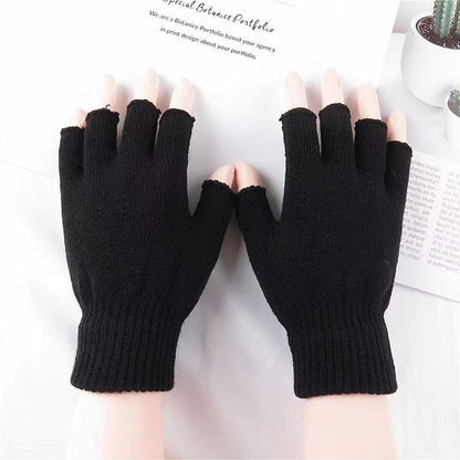 Asvhoreyq Gloves Fingerless Mittens for Women Men Winter Warm Knitted Gloves Typing Half Finger Gloves, 2 Pair