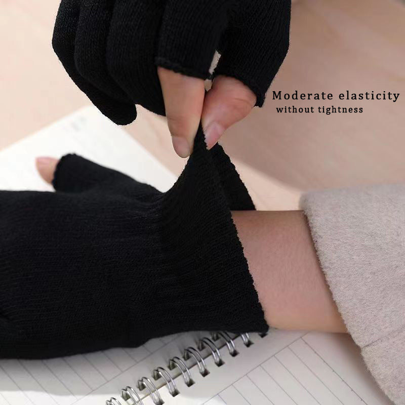 Asvhoreyq Gloves Fingerless Mittens for Women Men Winter Warm Knitted Gloves Typing Half Finger Gloves, 2 Pair