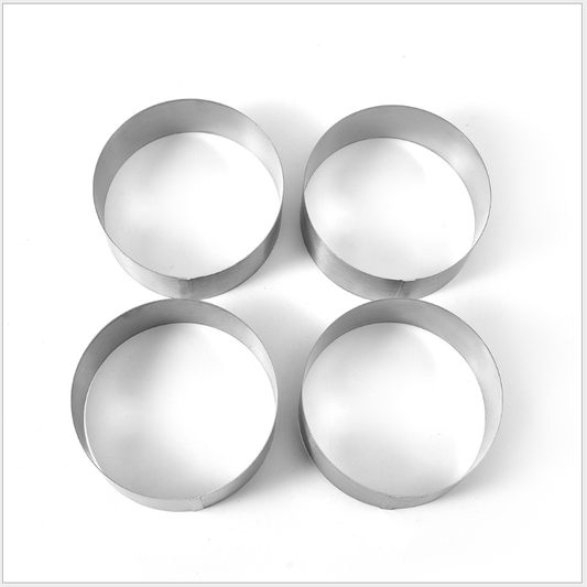 Set 4pcs Stainless Steel Pastry Rings Cake Baking Molds with package box