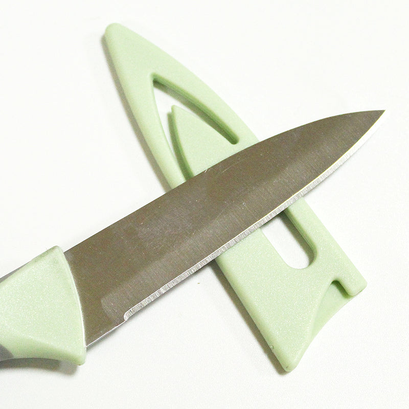 plastic handle stainless steel fruit paring knife with slide card