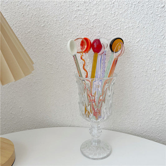 Colorful Glass Spiral Coffee Mixing Spoons Crystal Dessert Spoon