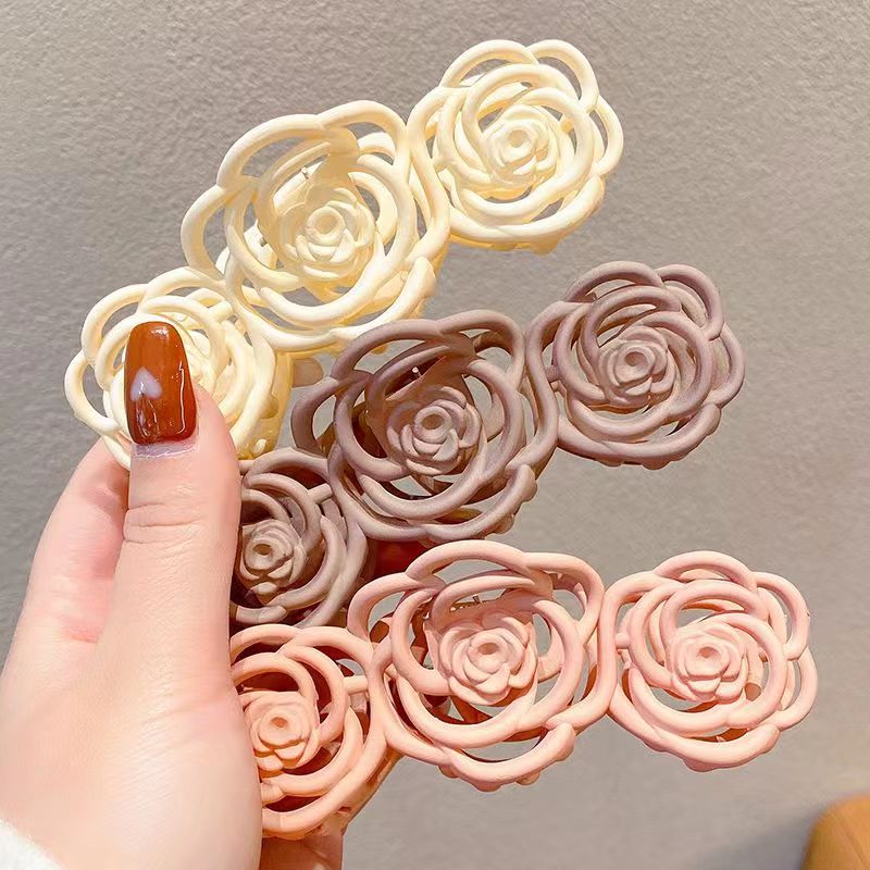 Galaglimmer Hair clips, Matte Hollow Rose Hair Clip, 3pcs Medium Claw Clips for All Hair types