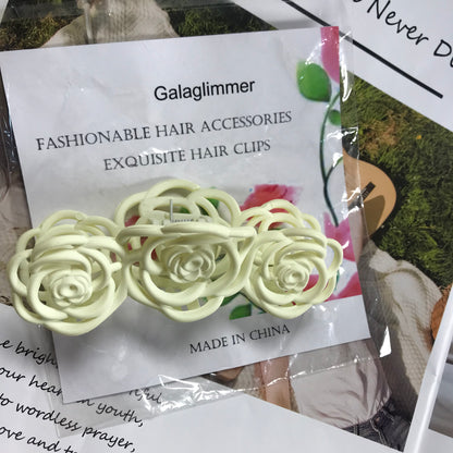 Galaglimmer Hair clips, Matte Hollow Rose Hair Clip, 3pcs Medium Claw Clips for All Hair types