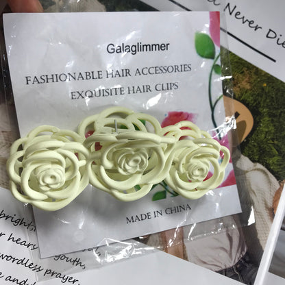 Galaglimmer Hair clips, Matte Hollow Rose Hair Clip, 3pcs Medium Claw Clips for All Hair types