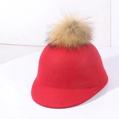 Yelioio Hats, Children's short brimmed knight hat, autumn and winter woolen warm hat