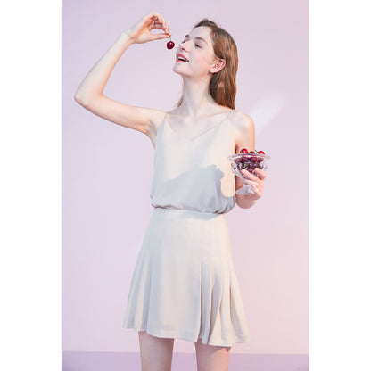 Pleated A-line half-length skirt female new style small fashion drape and thin suit short skirt