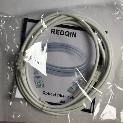 REDQIN Optical fiber cables, 5m Fiber Optic Internet Cable, RJ45 Connector Cable, 2.0mm Cable Diameter Fiber Optic Cable White