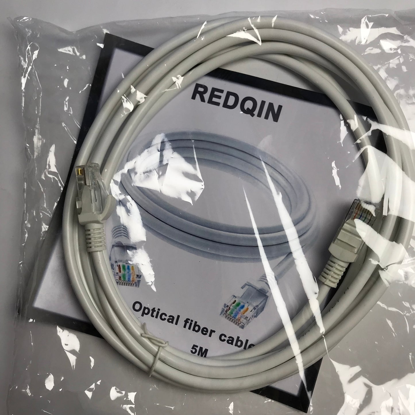 REDQIN Optical fiber cables, 5m Fiber Optic Internet Cable, RJ45 Connector Cable, 2.0mm Cable Diameter Fiber Optic Cable White