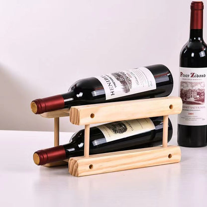 LOKLNEYK Wine bottle cradles, 2 Bottle 2-Tier Wood Wine Rack, Kitchen Wine Organizer