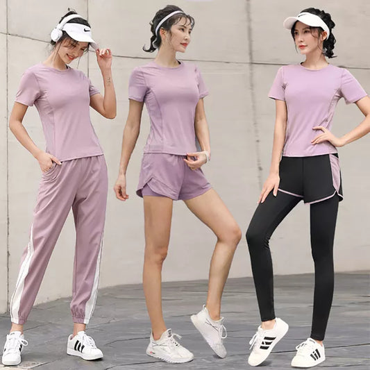 Women Elastic Quick Dry Sport T-Shirt Essential Short Sleeve Crewneck Tight Tops