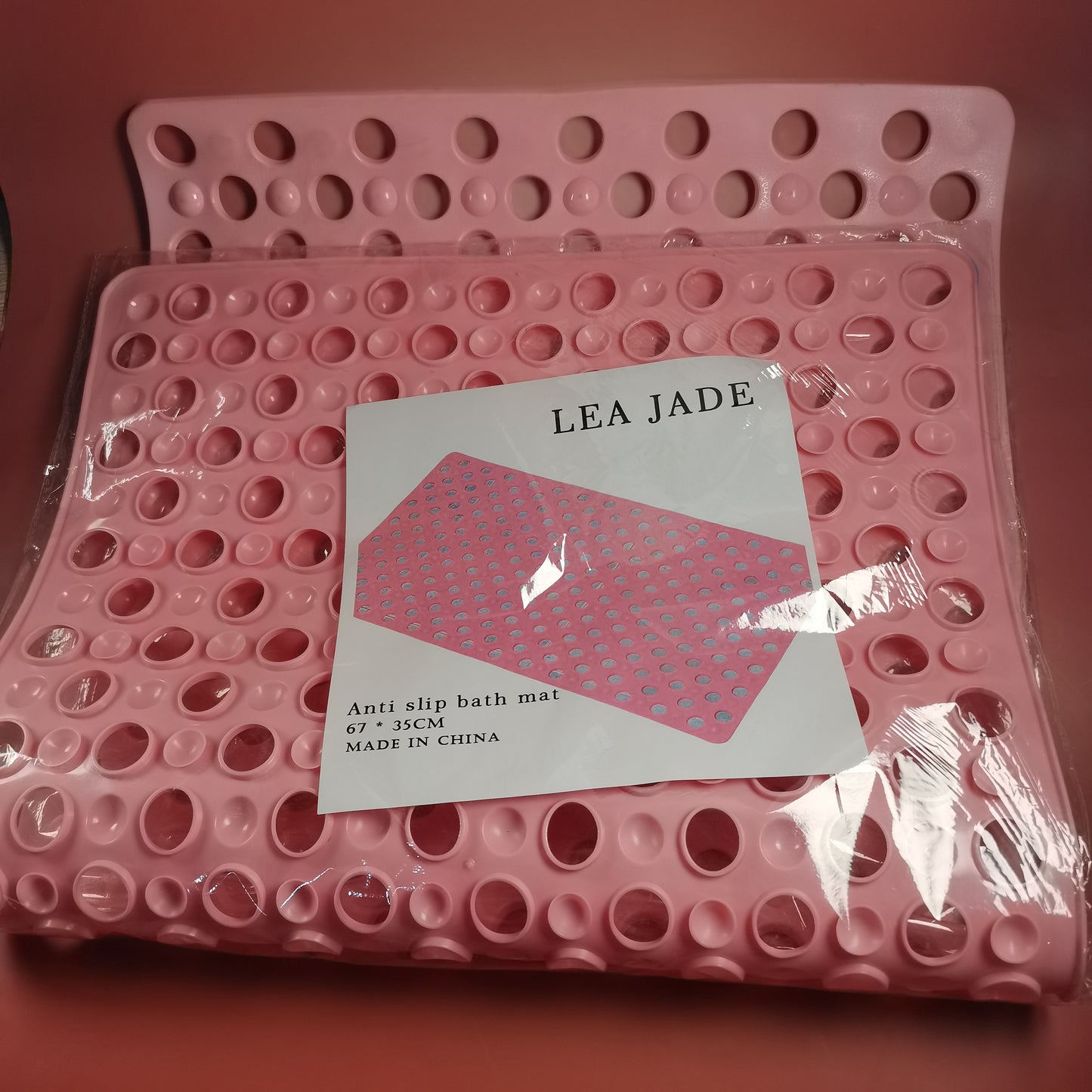 LEA JADE bath mats, Silicone Shower Mat, Non-Slip Bath mats with Strong Suction Cups Drain Holes Extra Soft