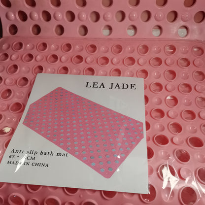 LEA JADE bath mats, Silicone Shower Mat, Non-Slip Bath mats with Strong Suction Cups Drain Holes Extra Soft