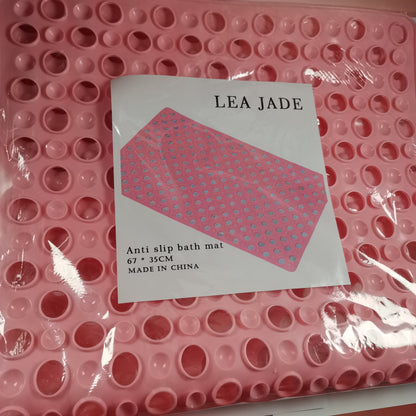 LEA JADE bath mats, Silicone Shower Mat, Non-Slip Bath mats with Strong Suction Cups Drain Holes Extra Soft