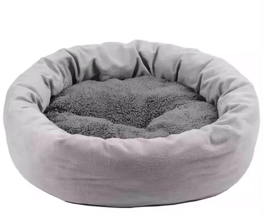 HaoDyuff Beds for household pets Removable Washable Oval Bed, Fluffy Dog Cuddle Bed, Light Grey