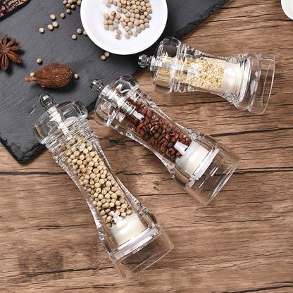 Acrylic Grinder Transparent Pepper Mill Manual Crusher Ceramic Core Multifunctional Cruet Kitchen Tool