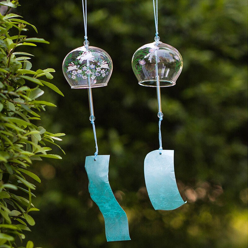 Japan Style Handpaint Sakura Glass Wind Chimes Wind Bells Home Garden Office Hanging Decorations