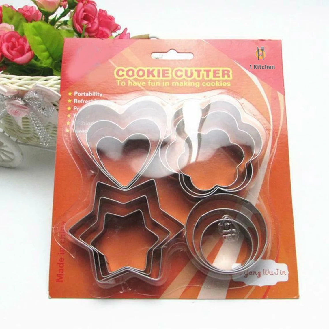 Copy of 1 Kitchen 12 Pack Stainless Steel Cookie Cutters Biscuit Moulds 4 Shapes Baking