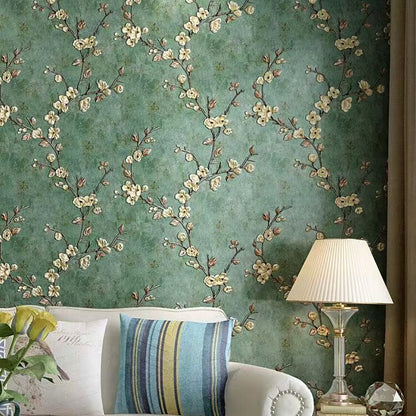 DXueEir wallpaper, Rural floral wallpaper, retro style, self-adhesive