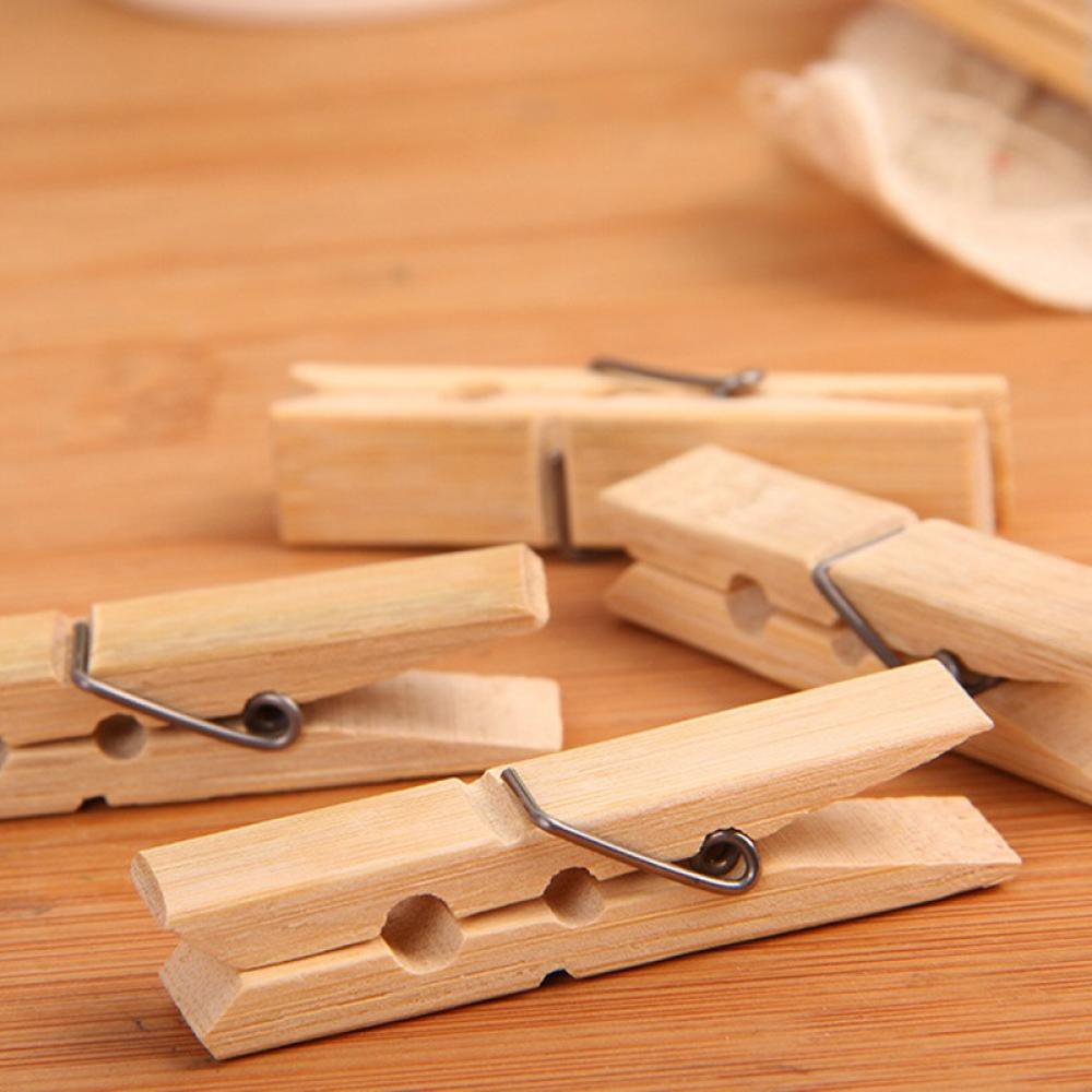 Foretux 5 packs Wood Clothespins with Spring Household Multi-purpose Clothes Pegs Bamboo Clothes Pegs, Clothes Pins for Photo