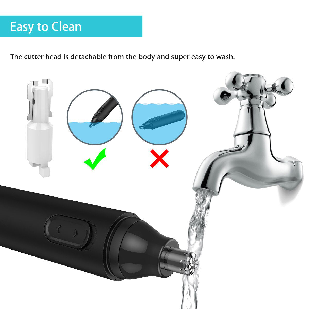 JUVCOT Nose Hair Trimmer Electric Nose Trimmer for Men and Women Waterproof Stainless Steel Rotation Blade for Easy Cleansing - Nose Hair Clipper